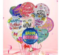 Shein Set de 10 globos de helio con forma de corazón redondo de 18 pulgadas con mensaje "Feliz Día de la Madre" y "Te amo mamá" para decoración y regalos de