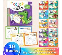 Shein Set de 10 libros para colorear, libros de pintura con tema de animales y vehículos, juguetes educativos Montessori para niños, suministros de arte, re