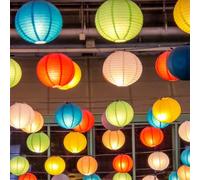 Shein Set de 10 piezas/20 piezas/30 piezas de linternas de papel de colores variados de 20cm/25cm, aptas para bodas, cumpleaños, jardín, fiestas de inaugura