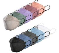 Shein Set de 10 piezas/30 piezas/50 piezas de mascarillas desechables KF94 de tipo pez 3D de 4 capas, protectoras para adultos mujeres y hombres, con empaqu