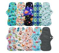 Shein Set de 10 piezas de almohadillas sanitarias de flujo abundante reutilizables, pads de incontinencia lavables, almohadillas menstruales de bambú con ca