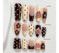 Shein Set de 10 piezas de arte de uñas de estilo suave japonés, incluye pegatinas de uñas acrílicas, decoraciones de flores de 5 pétalos degradadas rosa hec