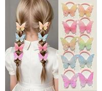 Shein Set de 10 piezas de coleteros con mariposas de colores brillantes, ligas de pelo elásticas para niñas, accesorios de pelo para estudiantes, regalo de