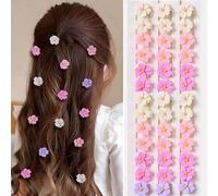 Shein Set de 10 piezas de pasadores de pelo con decoración de flores 3D en blanco/rosa/azul/morado, estilo europeo y americano lindo, accesorios para el cab