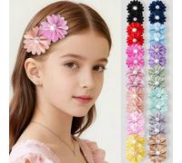 Shein Set de 10 piezas de pasadores de pelo con flores de perla punteadas de plata brillante, accesorios de pelo de estilo lindo y dulce para niñas, adecuad
