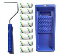 Shein Set de 10 piezas de rodillo de pintura - Juego de bandeja de pintura plástica mini, marco de rodillo mini, cubierta de rodillo de fibra extra fina