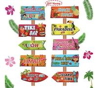 Shein Set de 10 piezas Decoración de fondo con estilo hawaiano, Decoración de fiesta temática tropical hawaiana de Luau, Decoración de photo booth, Suminist