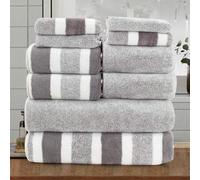 Shein Set de 10 piezas | Toallas de felpa coral con rayas y sólidas, [4 toallas de cara + 4 toallas de mano + 2 toallas de baño] / 10 toallas de cara, de se