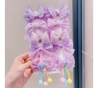 Shein Set de 10 pinzas para el cabello con lazo y flores para mujer (sin tarjeta de embalaje) - Pinzas de garra, pasadores para el cabello, artículos escola