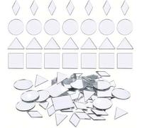 Shein Set de 100/500 piezas de espejos artesanales - 4 formas (triángulo, cuadrado, redondo, diamante) - Azulejos de vidrio plástico de 1" para mosaicos DIY