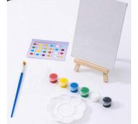 Shein Set de 10cm x 10cm de lienzo + caballete, 1 pincel, 1 caja de pintura, 1 paleta de pintura incluidos Vuelta al cole, Vuelta al cole, Útiles escolares