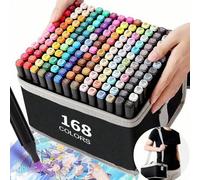 Shein Set de 12/24/30/36/40/48/60/80/100/120/168/204/262 colores de rotuladores de doble punta, rotuladores de acuarela multicolor, suministros de arte, dib