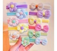 Shein Set de 12/6 piezas de Scrunchies para el cabello con diseño de flores y lazos estilo macaron, accesorios para el cabello de alta elasticidad, diseño d