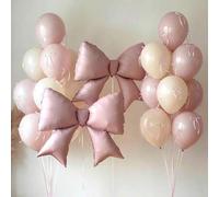 Shein Set de 12 globos de aluminio grandes con lazo rosa, set de globos de látex color macaron, incluye cintas y puntos de pegamento para manualidades. Adec