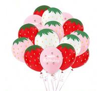 Shein Set de 12 globos de látex de 12 pulgadas con diseño de fresa dulce. Decoración de fiesta de cumpleaños, Navidad o verano hawaiana con el mensaje "I Lo