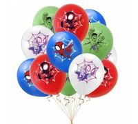 Shein Set de 12 globos de látex de 12 pulgadas con temática de superhéroes de dibujos animados como Spiderman, Iron Man, Hulk para decoración de fiesta de c