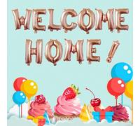 Shein Set de 12 globos de letras de aluminio de 16 pulgadas con el mensaje "¡Bienvenido a casa!", pancarta de bienvenida al hogar, decoración para fiesta fa