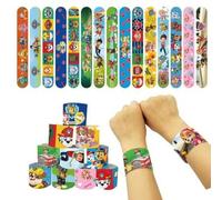 Shein Set de 12 piezas/24 piezas Pulsera de la serie familiar de Paw Patrol Ryder Rubble PVC Snap Circle dibujos animados Pat Circle Brazalete Adorno de esc