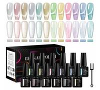 Shein Set de 12 piezas de esmalte de uñas de gel con efecto de ojo de gato de cristal de jalea, 7ml de esmalte de gel magnético de luz de luna con efecto de