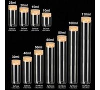 Shein Set de 12 piezas de tubos de ensayo de cristal transparente con diámetros de 3cm y volúmenes de 10ml/15ml/20ml/25ml/30ml/40ml/50ml/60ml/80ml/100ml/1