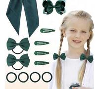 Shein Set de 13 piezas de accesorios para el cabello de vuelta al colegio: Lazos grandes para niñas, lazos para niñas pequeñas, pinzas con cinta grosgrán, p