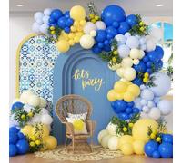 Shein Set de 136 piezas de arco de guirnalda de globos con diseño de limón, incluyendo globos de látex amarillos, azules y blancos, muy adecuado para decora