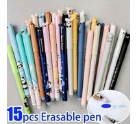Shein Set de 15 bolígrafos de tinta azul borrables con forma de animal, de 0.5 mm, adecuados para estudiantes de vuelta al colegio