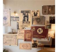 Shein Set de 15 calcomanías de pared de Warner Bros Harry Potter - Expreso de Hogwarts 9¾ y señales de Azkaban, póster de "Indeseable n.º 1" y arte del Mapa