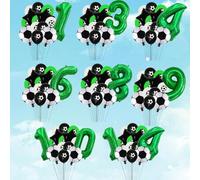 Shein Set de 15 globos con números de fútbol, con un globo grande de 32 pulgadas con el número 1 y 14 globos de 12 pulgadas con los números del 1 al 14,