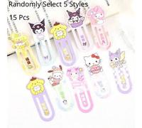Shein Set de 15 marcapáginas de PVC de Sanrio con diseños de Hello Kitty y My Melody, de 7.3cm/2.87 pulgadas con diseño calado, para notas, novelas y libros