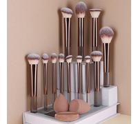 Shein Set de 15 piezas de brochas de maquillaje, incluyendo brocha para polvos, brocha para rubor, brocha para iluminador, brocha para sombras de ojos, cepi