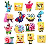 Shein Set de 16 decoraciones de zapato tipo dijes de la serie Bob Esponja, dijes de PVC para decorar bolsas de playa, accesorios de zapato, idea de regalo p