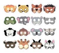 Shein Set de 16 máscaras con formas de animales de la selva, decoraciones para fiestas de cumpleaños y accesorios fotográficos, adecuadas para decoraciones