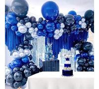Shein Set de 160 globos en azul marino, azul real y plateado para decoración de arco para fiesta de cumpleaños 50 para hombres