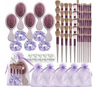 Shein Set de 17/85 peines mini morados, cepillo de cojín de aire, juego de brochas de maquillaje, herramientas de peinado, adecuado para despedida de solter