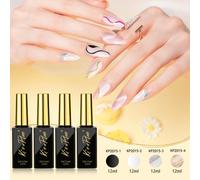 Shein Set de 2/4 piezas de 12ml de esmalte de uñas en gel metálico súper brillante de plata, oro, blanco y negro para diseños de arte de uñas, duradero y pa