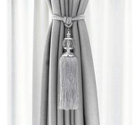 Shein Set de 2 abrazaderas para cortinas con borla estilo europeo, sujetacortinas decorativos