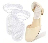Shein Set de 2 almohadillas de gel transparentes 2 en 1 suaves y antideslizantes para el talón, con partículas de masaje, autoadhesivas y ajustables para me