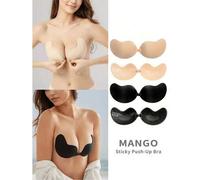 Shein Set de 2 almohadillas de sujetador adhesivo de silicona con forma de mango; transpirables e ideales para pechos talla grande pequeños; proporcionan el