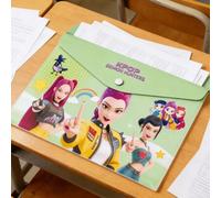 Shein Set de 2 bolsas de almacenamiento de documentos con diseño de grupo de chicas coreano D-Emon, bolsa de papelería linda, útiles escolares y de oficina,