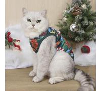 Shein Set de 2 chalecos para mascotas con diseño de reno y hombre de jengibre navideño, antiparasitario, antiáteres, aislante y transpirable para gatos y pe