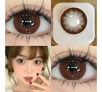 Shein Set de 2 lentes de contacto de gran diámetro de color marrón natural, que se pueden usar todo el año, diámetro de 14.5 mm, lentes de contacto de belle