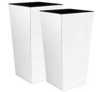 Shein Set de 2 maceteros Zanvic Urbi de 26,6 litros de plástico, maceta con forro interior de 27 x 27 x 50 cm, blanco. Envío gratuito en 24/48 horas