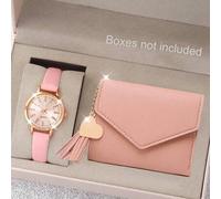 Shein Set de 2 piezas: 1 reloj de pulsera casual digital para mujer y 1 cartera de moda multicapa como conjunto de regalo