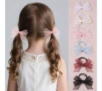 Shein Set de 2 piezas/12 piezas de coleteros de mujer con malla y lazo de strass, adecuado para decoración diaria