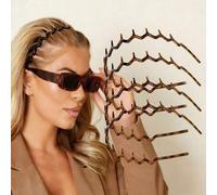 Shein Set de 2 piezas/4 piezas de diademas negras brillantes y con estampado de leopardo antideslizantes, diademas onduladas con bordes dentados de moda, di