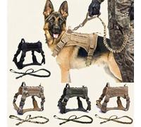 Shein Set de 2 piezas arnés y correa para perro, chaleco tipo molle con asa para perros de trabajo, panel con para parches, se adapta a perros pequeños, med