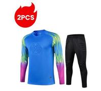 Shein Set de 2 piezas Camiseta de portero de fútbol con coderas y protectores de pecho, de manga larga transpirable y de secado rápido + Pantalones de porte