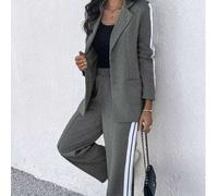 Shein Set de 2 piezas compuesto por un blazer con solapa entallada y botones frontales con cinta deportiva a los lados, y un pantalón ancho con bolsillos
