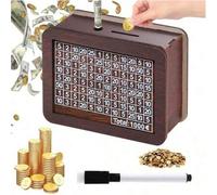 Shein Set de 2 piezas con 1 pluma marcadora y 1 monedero de madera con contador numerado, sombra marrón claro, alcancía decorativa de escritorio para uso do